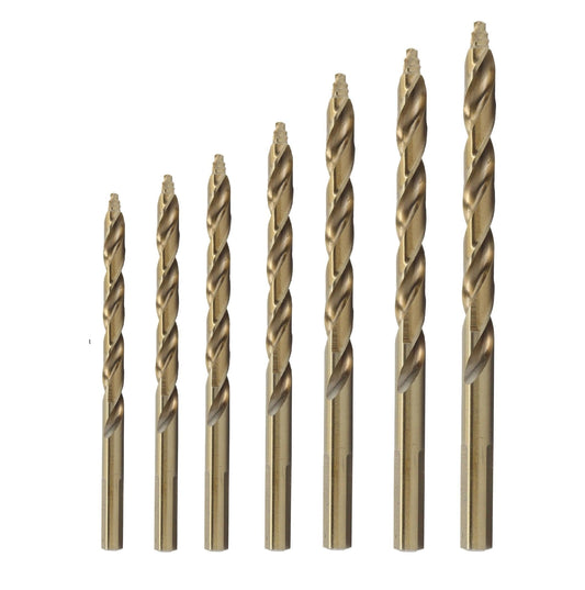 7 Piece Cobalt Stepped Point Metric Drill Bit Set (3.00mm, 4.00mm, 5.00mm, 6.00mm, 7.00mm, 8.00mm, 10.00mm), GSC Series