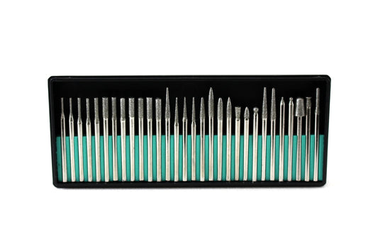 30 pc Fine Diamond Coated Burrs Glass Drill Bit Grit 300 with 1/8 Inch Shank for Dremel and Other Rotary Tools