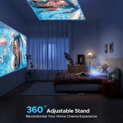 CAMPARK Smart Projector, 4K/300 ANSI Mini Portable Projector with WiFi 6 BT 5.3, Auto Keystone, Screen Adjustment, 360 Degree Rotation, Home Video Projector Built-in Android 11.0 OS, Black