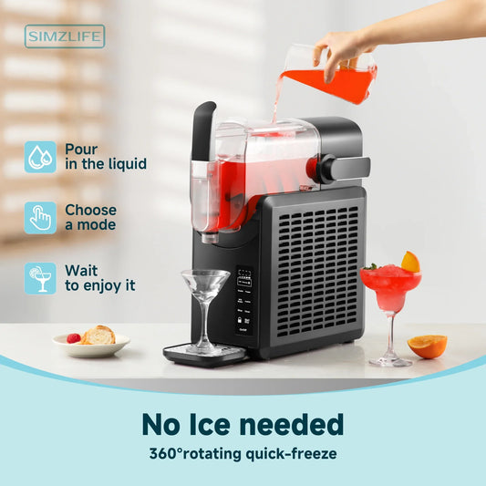 Simzlife Slushie Machine, No Ice Needed, 88 oz Slushy Maker Machine for Home, Professional Frozen Drink Maker with Self-Cleaning Function