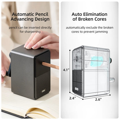 Deli Manual Pencil Sharpener - Auto-in Hand Crank with Adjustable Point, Stronger Helical Blade to Fast Sharpen, Home and Office, Black