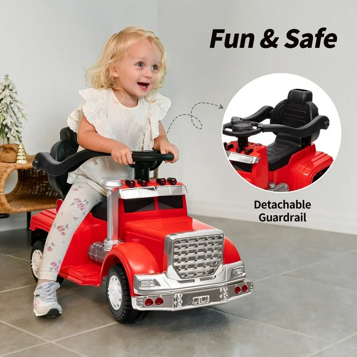 Hikiddo 3 in 1 Toddler Push Car, Kids Ride on Toy for Toddler Aged 1-3 with Handle, Music - Red