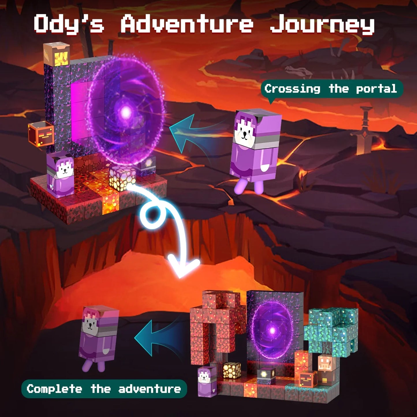 Ucradle 108 Pieces Magnetic Blocks, Build Mine Magnet World Set, Magnetic Tiles Building Toys for Kids, STEM Certified | Ages Children to Adult 3+