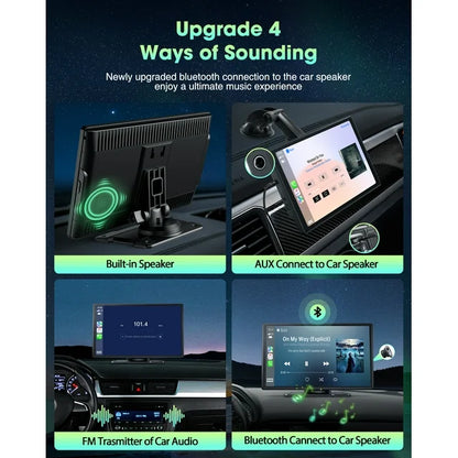 Lamtto Carplay Screen for Car,9-inch Portable Car Stereo Touchscreen with Apple CarPlay and Android Auto with Voice Control,Bluetooth,GPS Navigation for All Vehicles Balck