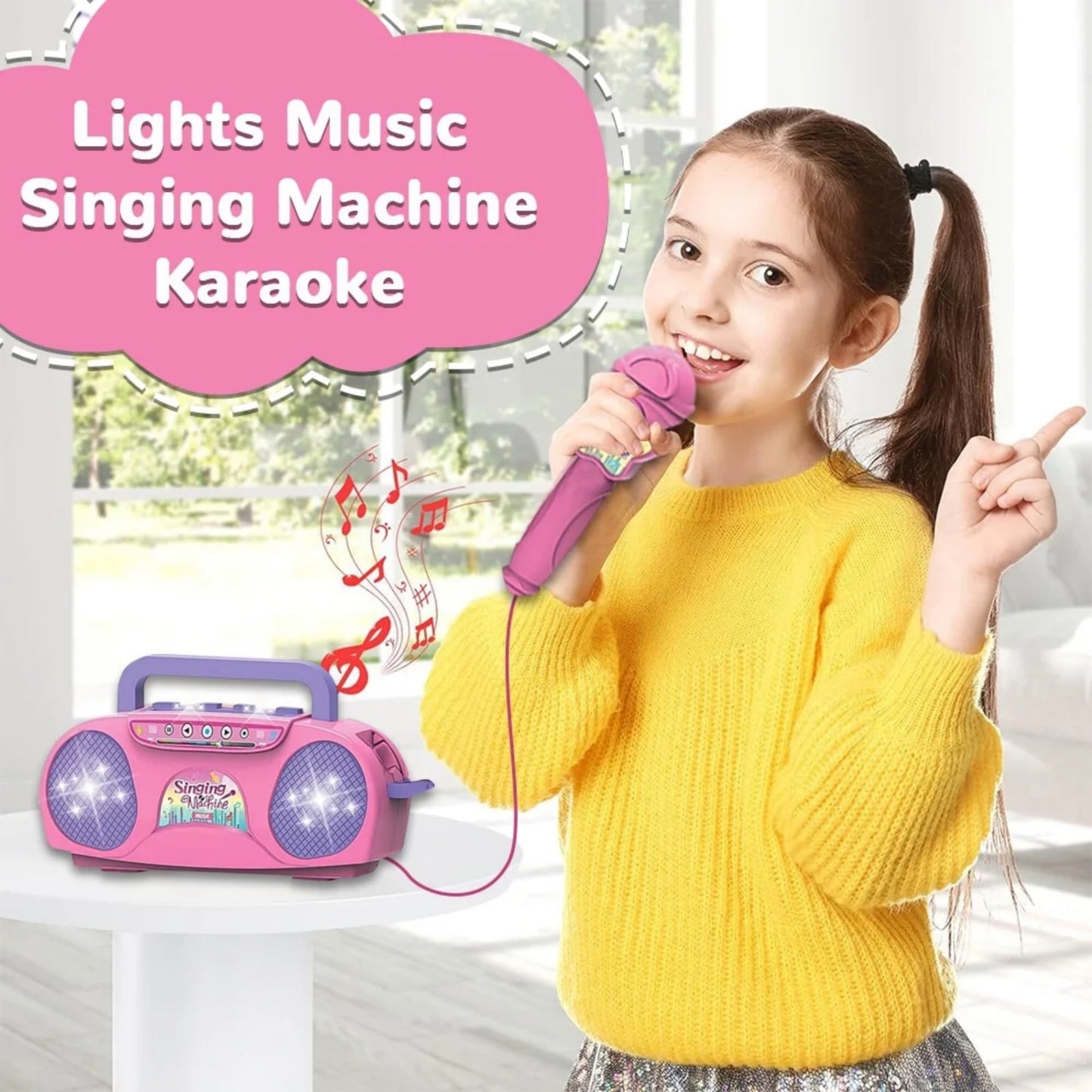 JUGAAD LIFE Microphone Toys for Kids Girls, Portable Karaoke Machine Microphone for Singing, Birthday Gifts for 3 4 5 6 7 Year Old Boys Girls Toddler
