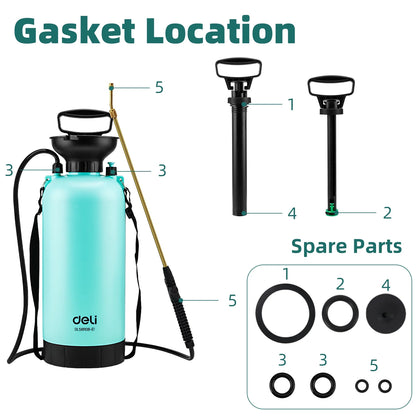 Deli 2-Gallon Pump Lawn & Garden Sprayer with Adjustable Nozzle, Pressure Relief Valve