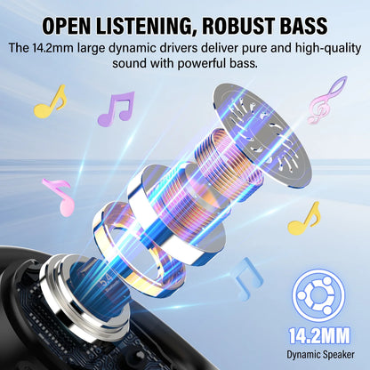 True Open Ear Headphones, OWS Hanging Earphones Wireless Earbuds with Earhooks and Mic, 36H Playtime, Wireless Earbuds Lightweight Design Fit Cycling, Running, Workout