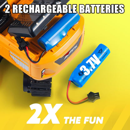 JUGAAD LIFE Remote Control Excavator Toys for Boys, 2.4Ghz RC Excavator Toy with Light and Sound, Construction Toys for Boys 3-5 4-7 8-12 Year Old Kids, Birthday Toy Gift for Girls