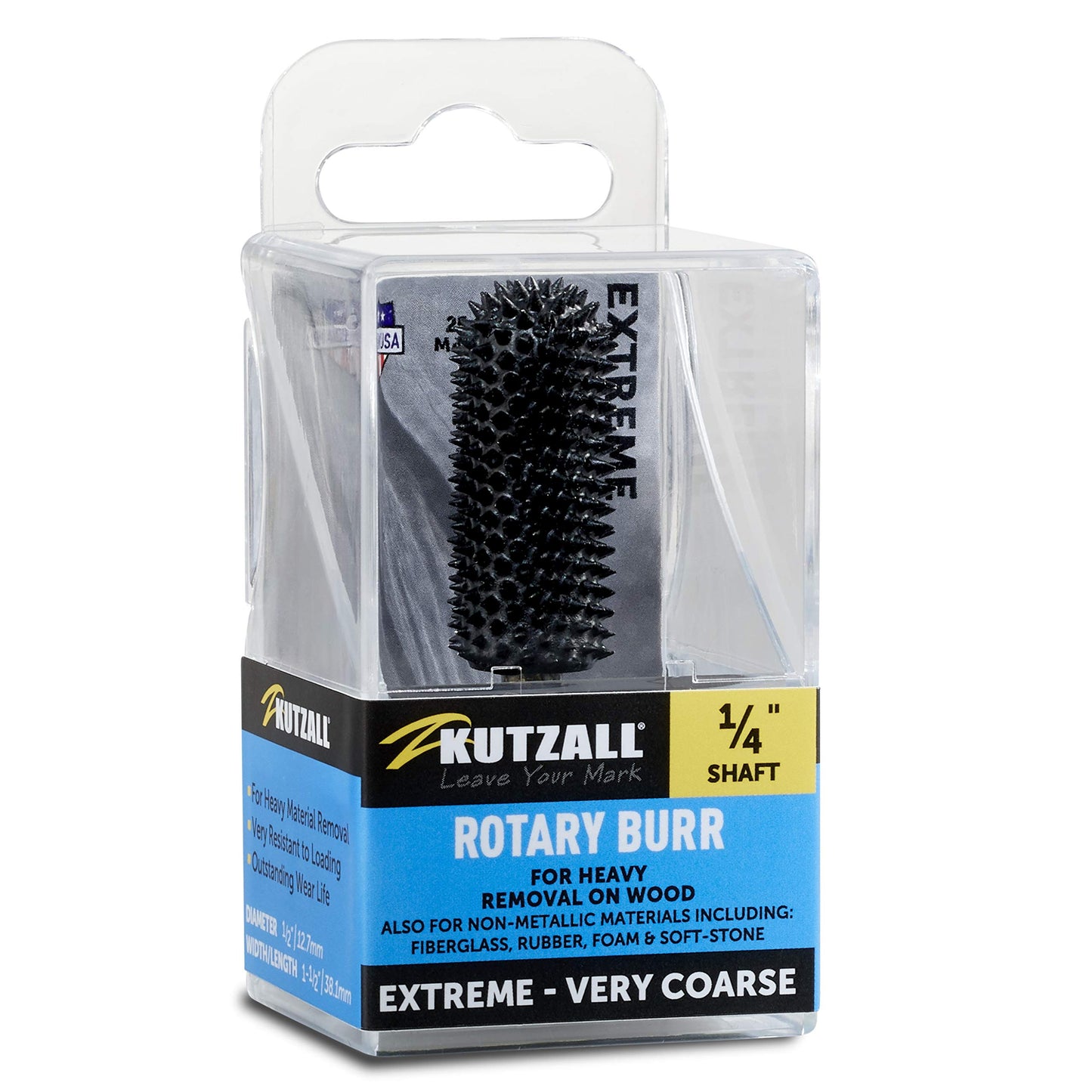 Extreme Ball Nose Burr, 1?4 Shaft, Very Coarse - Wood Carving Bit for Bosch, DeWalt, Milwaukee. Abrasive Tungsten Carbide, 3?8 (9.5mm) Dia. X 1-1?2 (38.1mm) Length BNX-12X112C