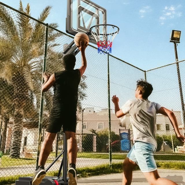 VIRNAZ 33 in. Portable Basketball Hoop & Goal System for Outdoor Indoor Court 5.5 - 9.5 ft. Easy Height Adjustable with Weight Bag