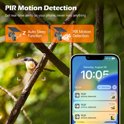 CAMPARK 2 Pack 4G LTE Cellular Trail Camera Wireless, Solar Game Camera with 360Pan 90Tilt, 2.5K HD Night Vision Motion Activated, Waterproof IP66, Hunting Security Camera with SIM&SD Card, NO WiFi