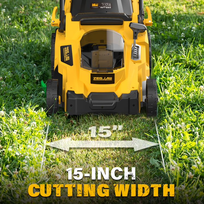 Electric Lawn Mower Cordless,15-Inch Lawn Mower with 2pcs 4.0Ah Batteries and Charger, 2-in-1 Electric Mower with 6-Position Height Adjustment & Foldable Handle