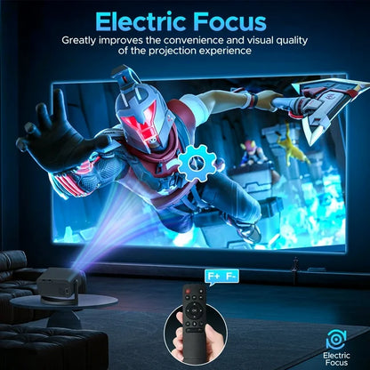 CAMPARK Smart Projector, 4K/300 ANSI Mini Portable Projector with WiFi 6 BT 5.3, Auto Keystone, Screen Adjustment, 360 Degree Rotation, Home Video Projector Built-in Android 11.0 OS, Black