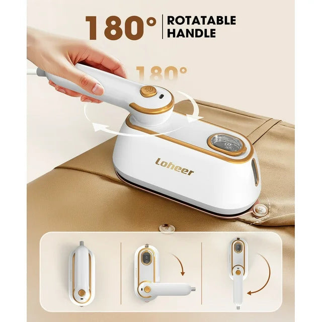 LOHEER Travel Steamer for Clothes, 1300W Portable Steam Iron, 15s Fast Heat-up, Clothes Steamer