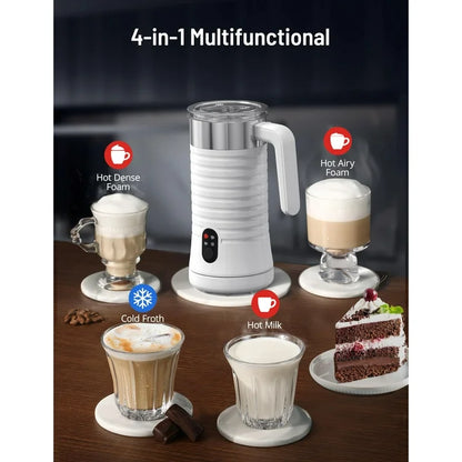 Milk Frother and Steamer, Paris Rhône 4-in-1 Milk Frother,Electric Milk Frother Hot& Cold Foam Temperature Control, Auto Shut-Off Frother for Coffee Latte