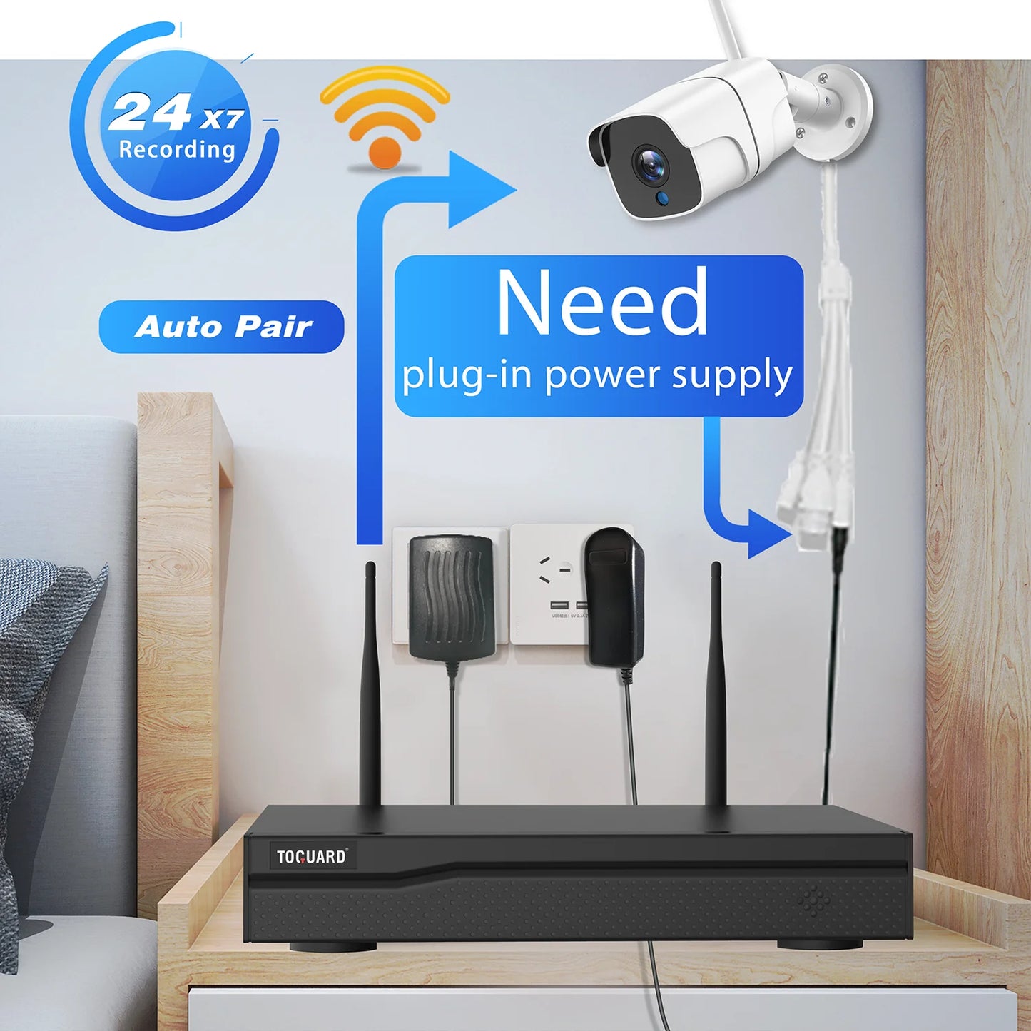Toguard 1080P Wired Security Camera System with 3TB Hard Drive, 8CH NVR Indoor/Outdoor
