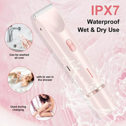 Body Trimmer for Woman Bikini Face, MichPong Dual-Head Electric Razor USB Rechargeable Wet Dry Use