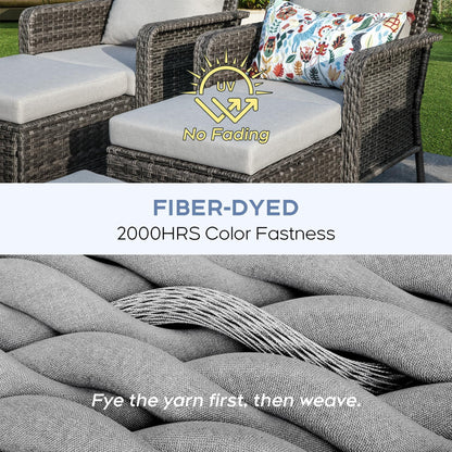 Brafab Patio Rattan Conversation Set Outdoor Furniture Set w/ Meige Cushion