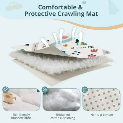 Baby Play Mat, Caveen Thicken Soft Cotton Baby Playmats, Foldable Anti-Slip Floor Crawling Playmat Playpen Mat for Infants and Toddlers, 50x50, Grey