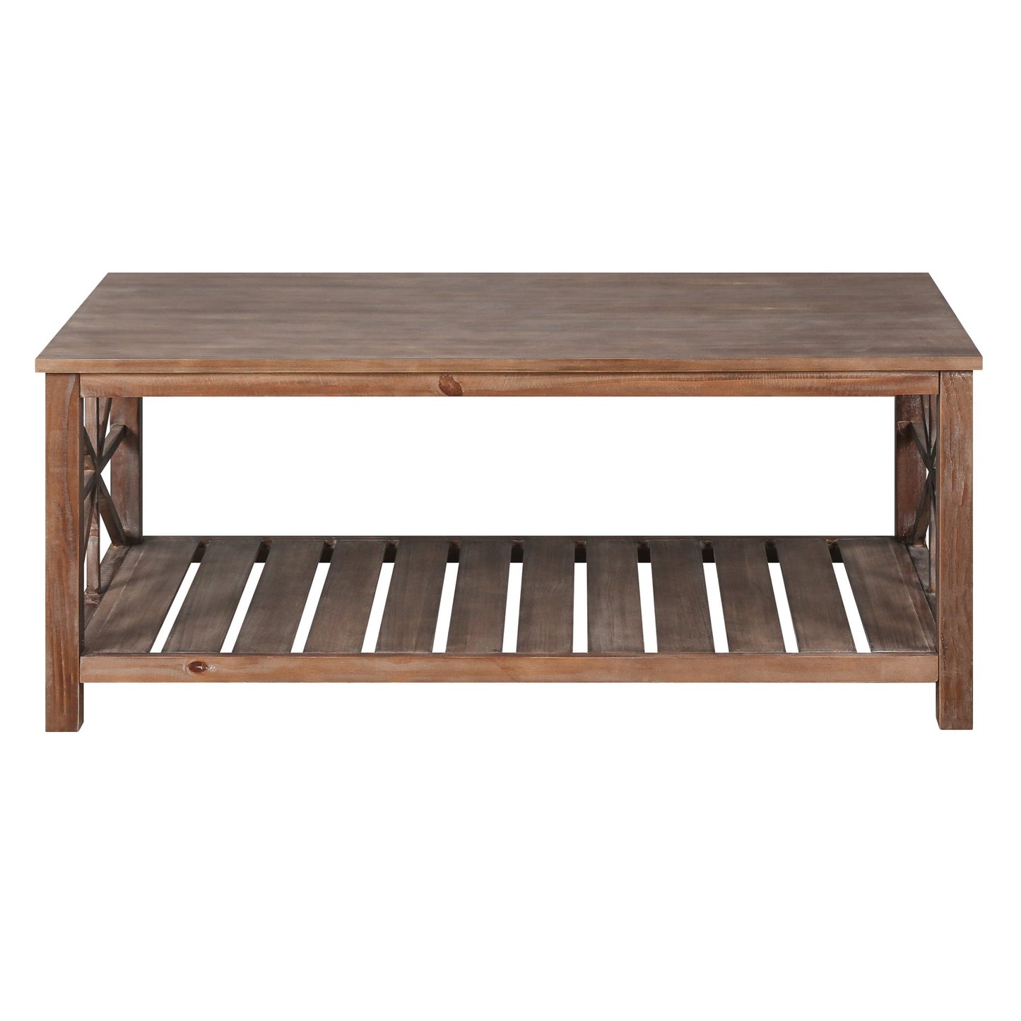 47 Modern Coffee Table with Storage Shelf, Farmhouse Rectangle Living Room Center Table for Small Spaces
