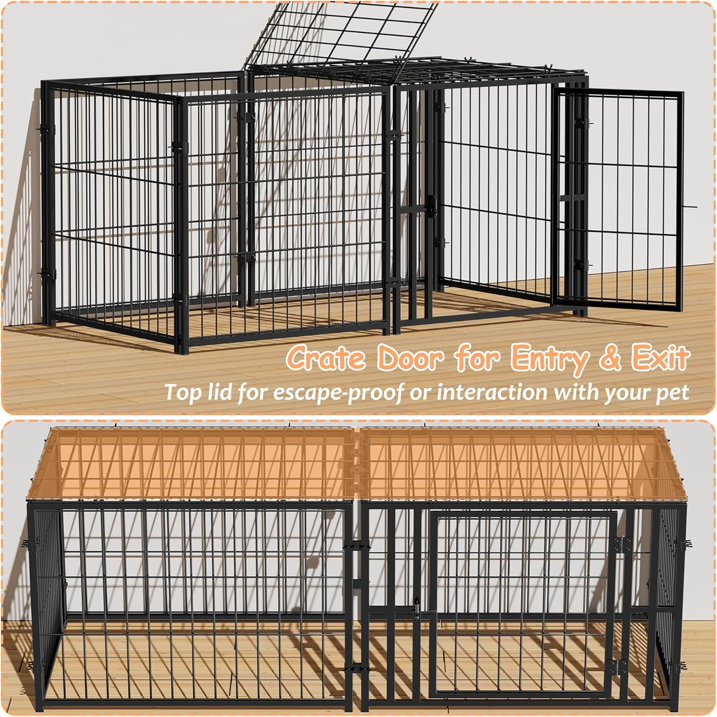 Suchown Dog Crate for Small to Large Dogs, Indoor Dog Kennel with Playpen, Pet Cage, 48 L  25.6 W  24 H