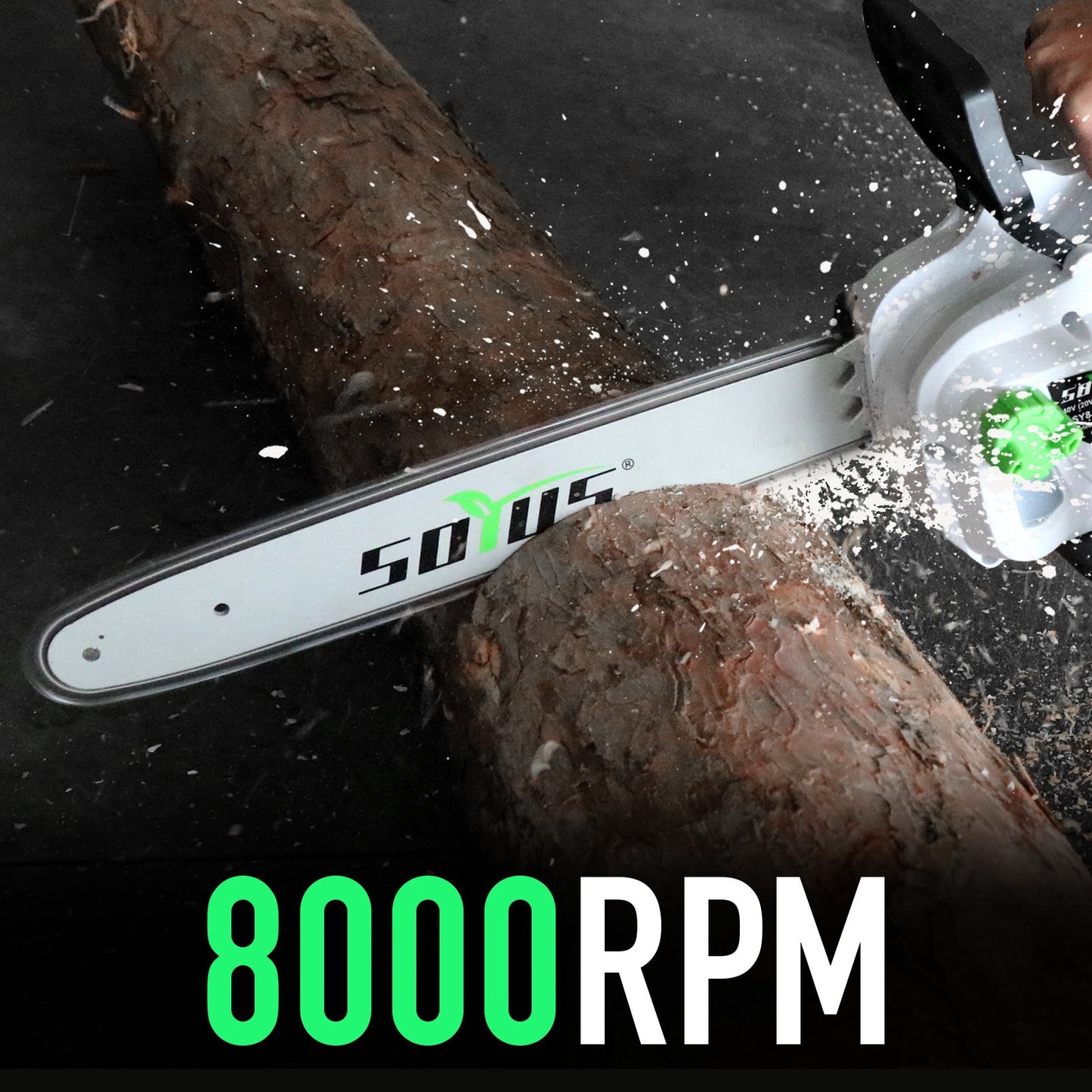 SOYUS 40V 16-Inch Brushless Cordless Chainsaw with Battery and Charger, Battery Operated Chainsaw with Auto-Tension & Auto-Lubrication for Wood Cutting & Tree Trimming, 2x4.0Ah Batteries Included