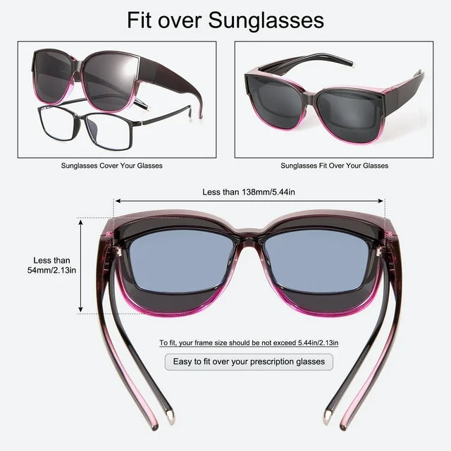 TINHAO Polarized Sunglasses Over Glasses for Women Men, Fit Over Glasses Sunglasses with Square Oversized UV Protection