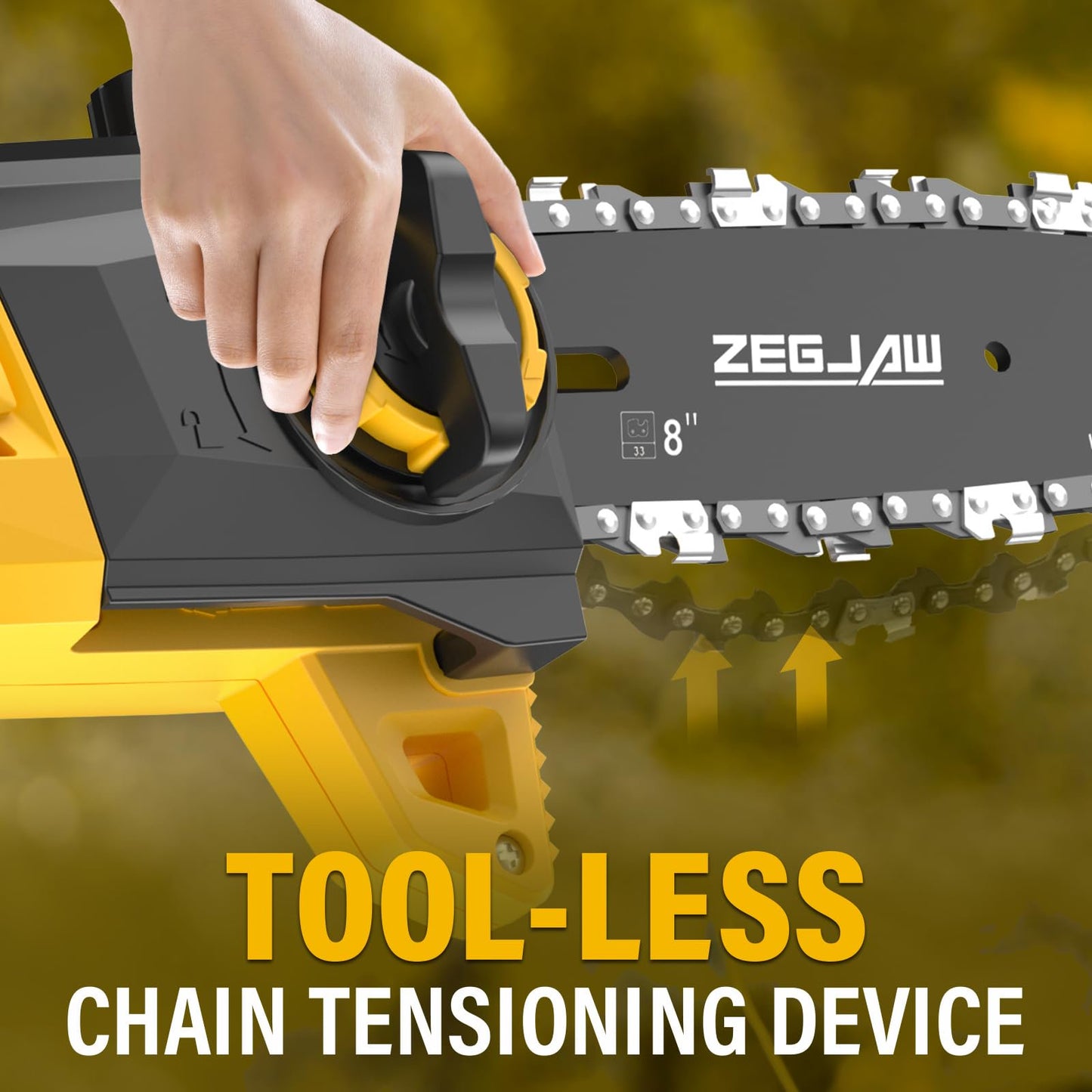 ZEGJAW Pole Saw, 8-Inch Pole Saw for Tree Trimming Cordless 15-FT Max Reach, Auto Oiling, Tool-Less Electric Pole Saw, Tree Trimmer with Battery & Fast Charger