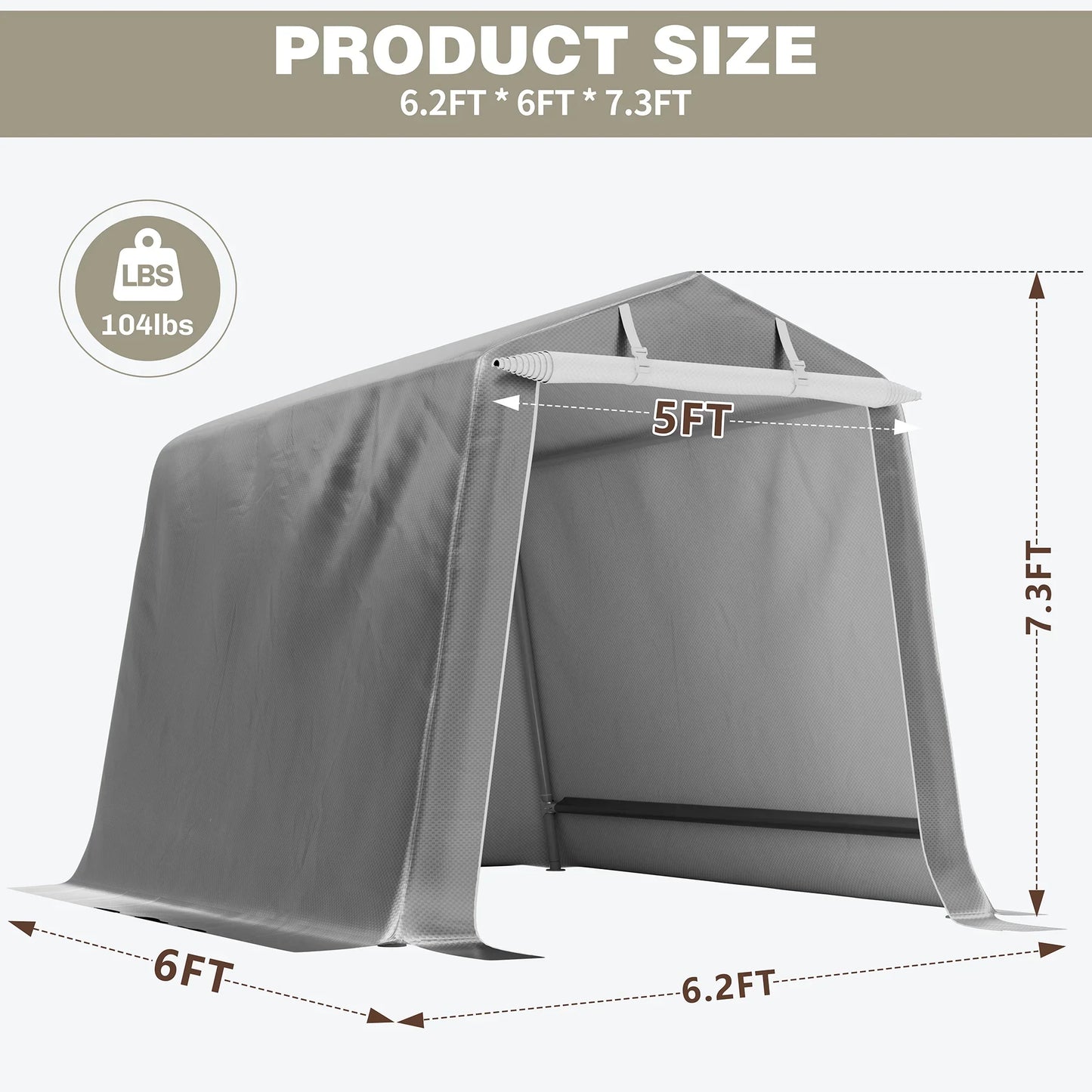 Carpet Storage Shelter 6X6 ft Tent Outdoor Portable Shelter Shed, Outdoor Portable Carport with Roll-Up Zipper Door
