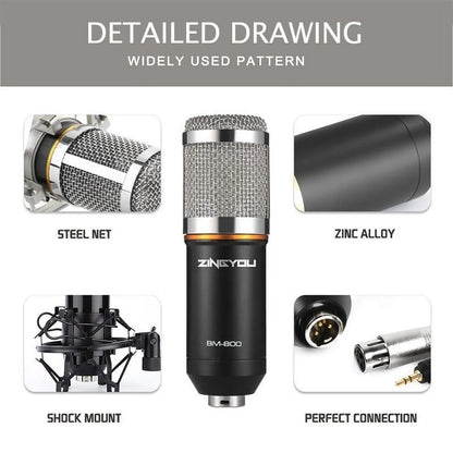BM800 Condenser Studio Microphone Kits, Podcast Equipment Bundle, Studio Recording & Broadcasting Mic with Adjustable Stand, USB Sound Adapter