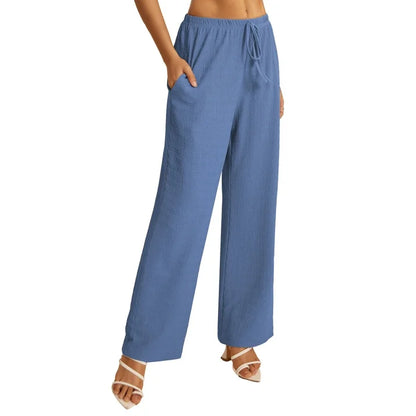a.Jesdani Women's Wide Leg Pants with Pockets Casual Drawstring Elastic Waist Trousers for Work  Leisure S XXL