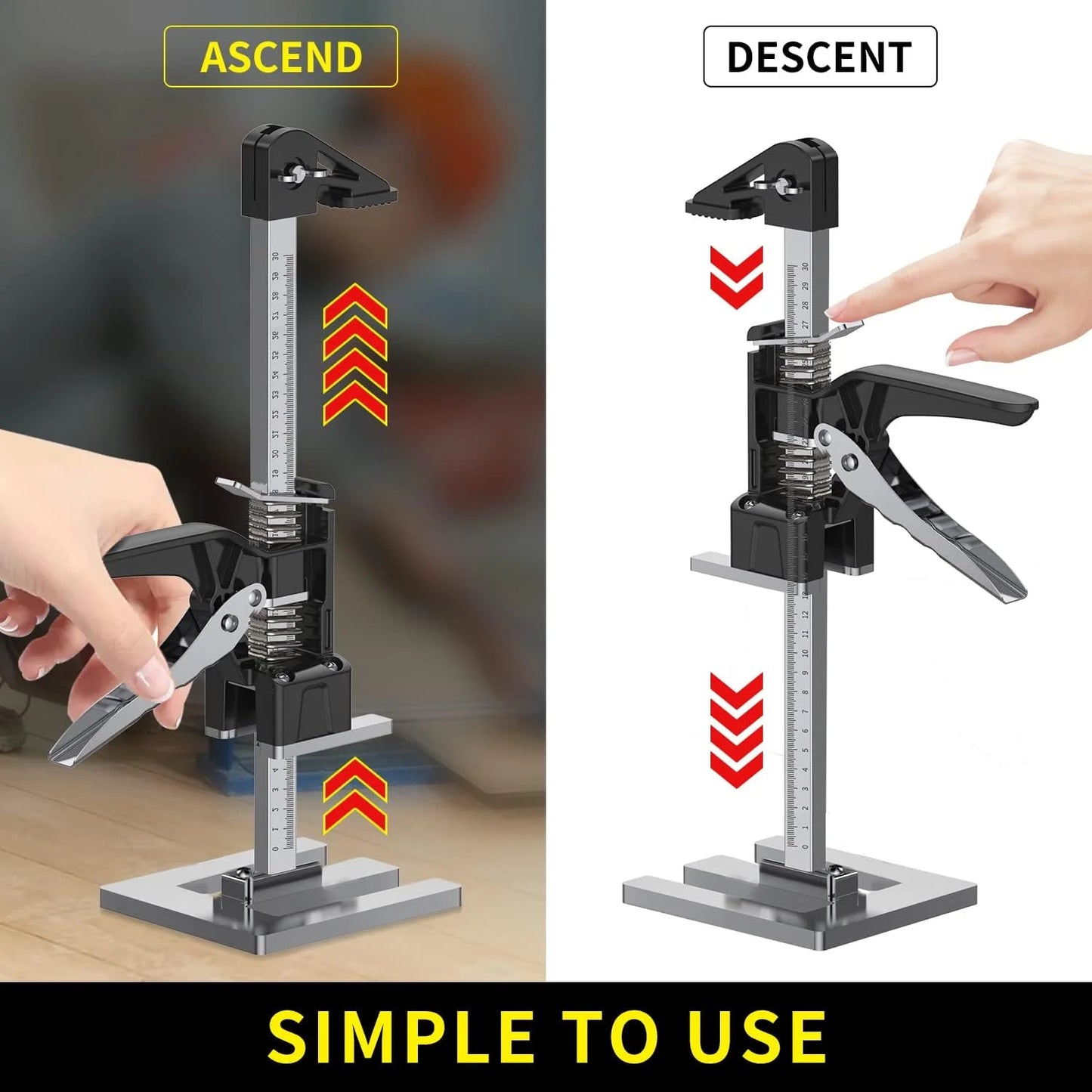 Arsvita Labor Saving Arm Jack, 2 Pcs Hand Lifting Tool Jack Load-Bearing 660lb, Portable Multifunctional Furniture Lifter Jacks,Suitable for Door,Wall Tile Locator,Bar Clamps for Woodworking