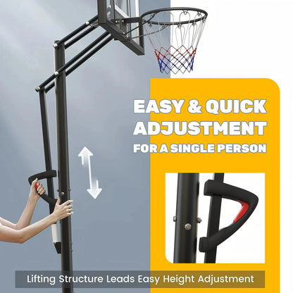 VIRNAZ 44 in. Portable Basketball Hoop & Goal with Quickly Height Adjusted 7.6 - 10 ft. for Outdoor Indoor Court