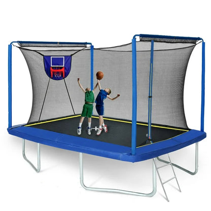 SHINPT 8 12FT Heavy Duty Rectangular Trampoline with Safety Enclosure Net, Basketball Hoop  Ladder for Kids and Adults, 1200 lbs Capacity, Ideal for Outdoor Gymnastics  Backyard Fun