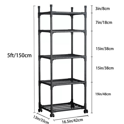 SUSUZI 5 Tier Storage Rack Shelf, Standing Storage Shelving Units for Kitchen Laundry Pantry