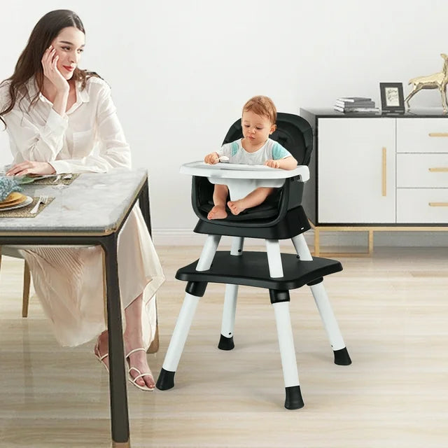 LINLUX 8 in 1 Convertible High Chair for Babies, Feeding Booster Seat for Toddlers, Black