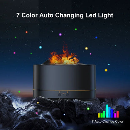Flame Diffuser Humidifier, 7 Color Essential Oil Diffuser, Time Setting for Home, Room, Black