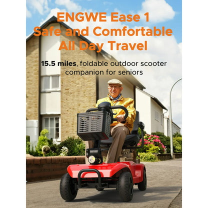 ENGWE Upgrade 4 Wheel Mobility Scooter for Seniors,Foldable Powered Mobile Wheelchair with Basket,Electirc Wheelchair for 264lbs,Blue