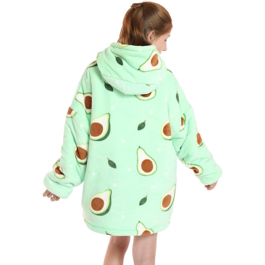 Wehilion 6-12YR Oversized Sweatshirt Hooded Blanket Sherpa Hoodie for Girls Boy Wearable Blanket Hoodie for Kids