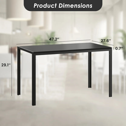 Farini 5-Piece Dining Table Set for Dining Room,4 Upholstered PU Chairs and 1 Table,Black