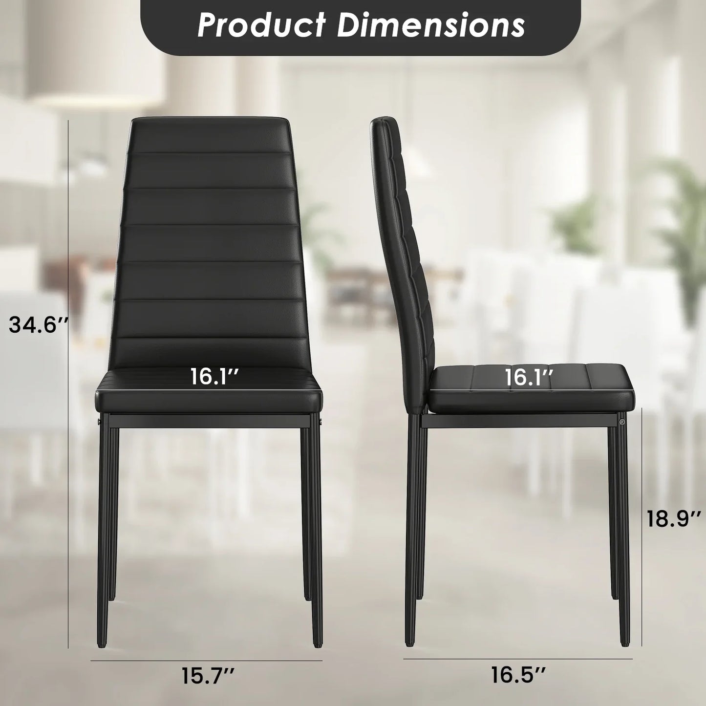 Farini 5-Piece Dining Table Set for Dining Room,4 Upholstered PU Chairs and 1 Table,Black