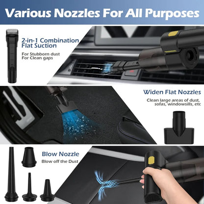 AVAPOW Handheld Car Vacuum Cordless, 8 in 1 Rechargeable 18000 PA High Suction Power Portable Vacuum Duster Cleaner, 1.2Lbs Mini Hand Vaccum with 7200 mAh Battery, with 8 Nozzles