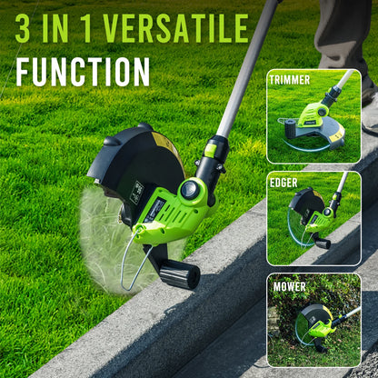 Steelite 12-inch 21V Cordless String Trimmer, Battery Powered Weed Wacker & Lightweight Grass Trimmer with 2.0Ah Battery and Charger, Electric Weed Eater for Trimming and Edging