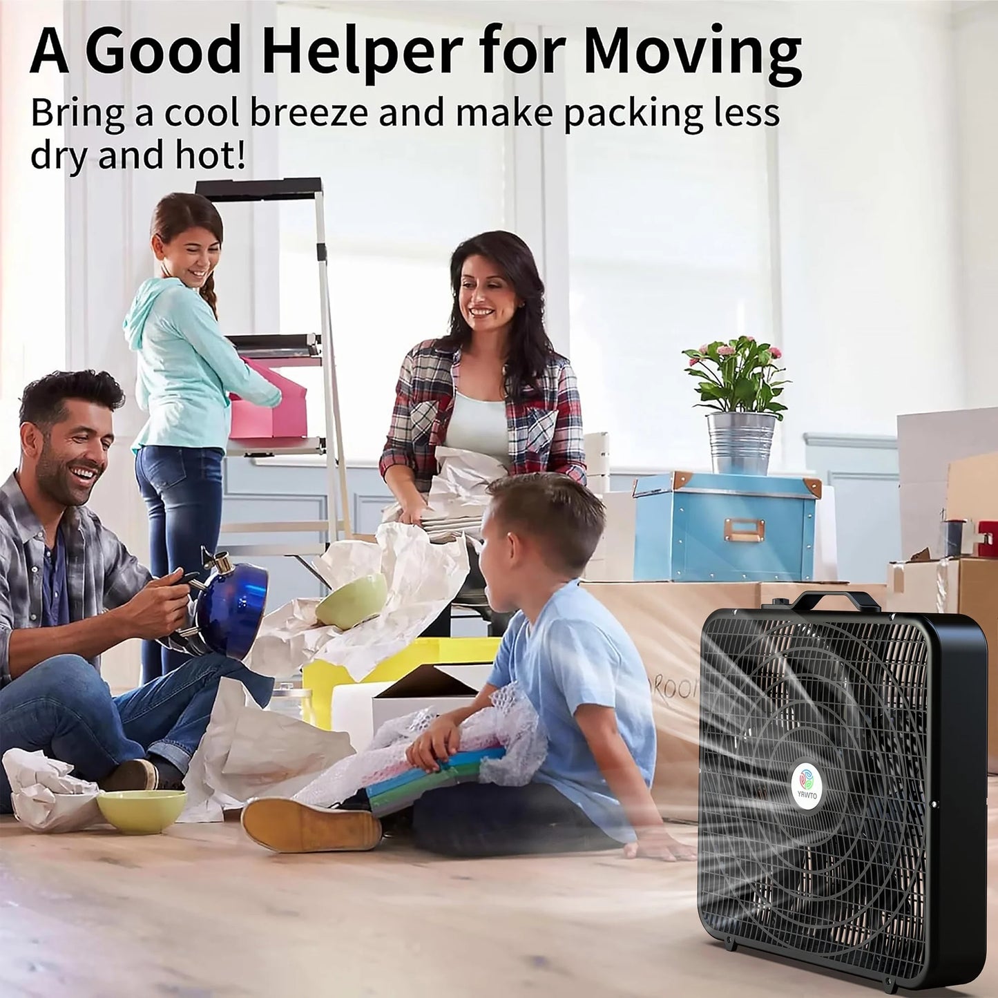 20 Inch Quiet Box Fan – 3 Speed Settings, Powerful Cooling, Whisper-Quiet Operationove, Compact & Portable Cooling Solution!