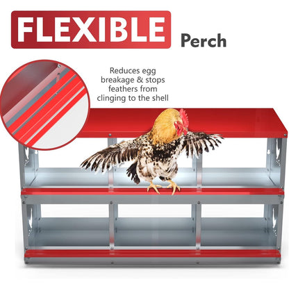 6 Compartment Boxes for Chicken Coop, Two-Tier Chicken Nesting Box, 6 Hole Metal Chicken Egg Laying Box