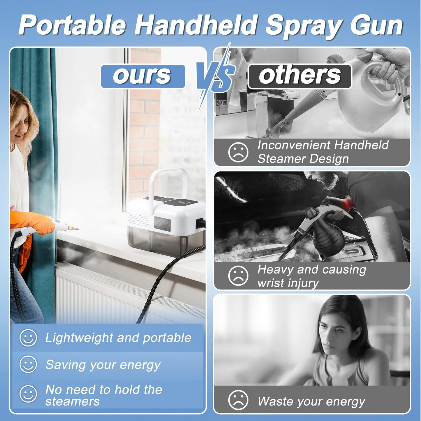 ALILYY Steam Cleaner 2500W Handheld Steam Cleaner for Home,Steamer for Cleaning with 42oz Water Tank,6 Cleaning Attachments for Cleaning Stubborn Stains,Grease,Floors,Couches & Cars