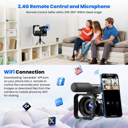 Campark AC09 4K 30FPS Video Camera 56MP Photo Dual Lens 3”Touch Screen Digital Camcorder for Vlogging Youtube