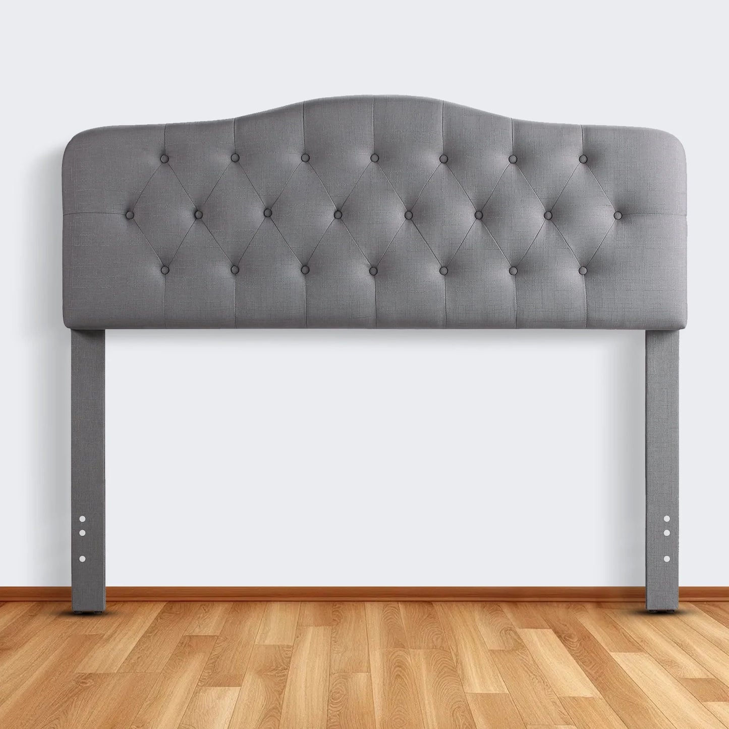 Adjustable Heigh Headboard with Linen Upholstery and Button Tufting for Bedroom,King,Dove Gray