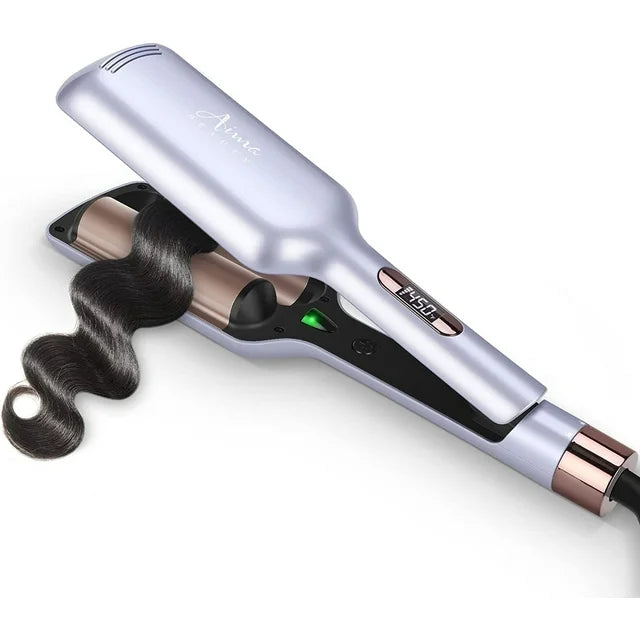 Aima Beauty 2 Barrel Hair Crimper, 1.25 inch Twins Hair Waver Curling Iron, 30S Heats Up Crimping Iron, Purple