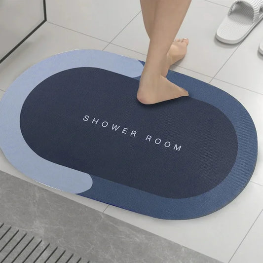 Aiteng Bathroom Rugs Super Absorbent Quick Dry Non Slip, Washable Bathroom Floor Mats Shower Rug for in Front of Bathtub Shower Room, Dark Blue